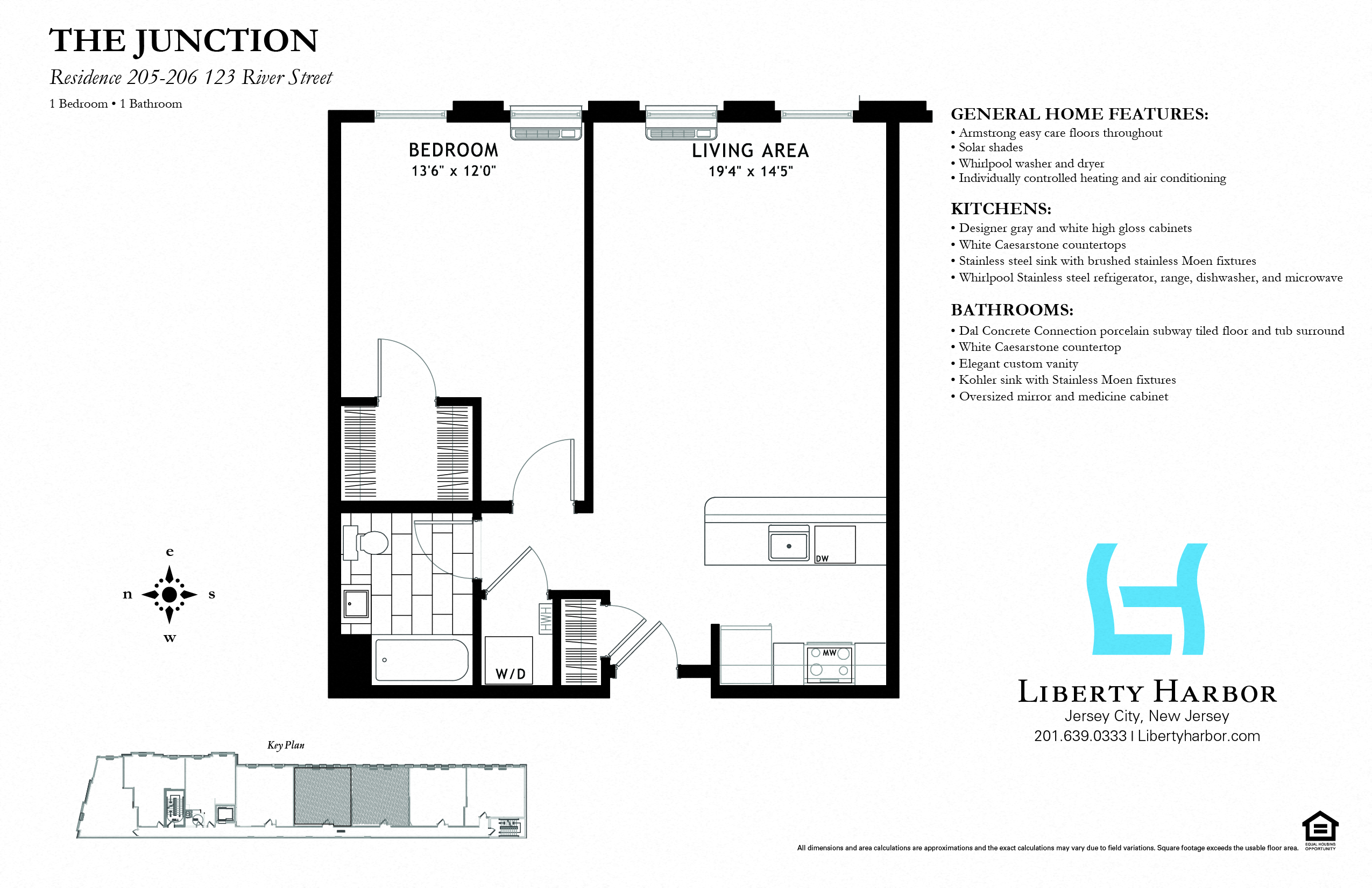 Floor plan for 1 bed, 1 bath, 737 sqft